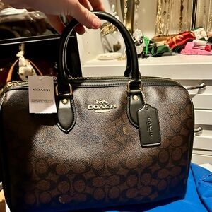 Coach Dark Brown and Gray Interior Bag